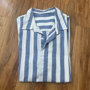 Blue and White Striped Men's Shirt